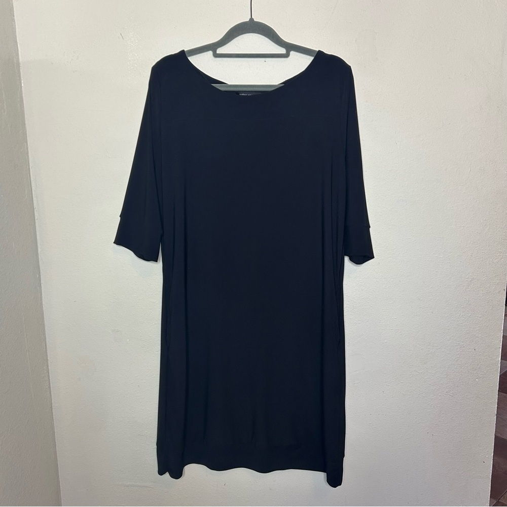 Audrey Whitmore Black Sutton Elbow Sleeve Shift Dress Size L